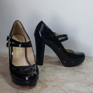 Jessica Simpson Black Patent Leather Mary Jane Heels Size 6.5 New
